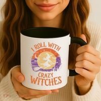 I Roll With Crazy Witches Scary Halloween Witch Costume Crazy Witch Witchy Vibes Coffee Mug thumb 3