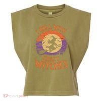 I Roll With Crazy Witches Scary Halloween Witch Costume Crazy Witch Witchy Vibes Garment-Dyed Women's Muscle Tee thumb 0