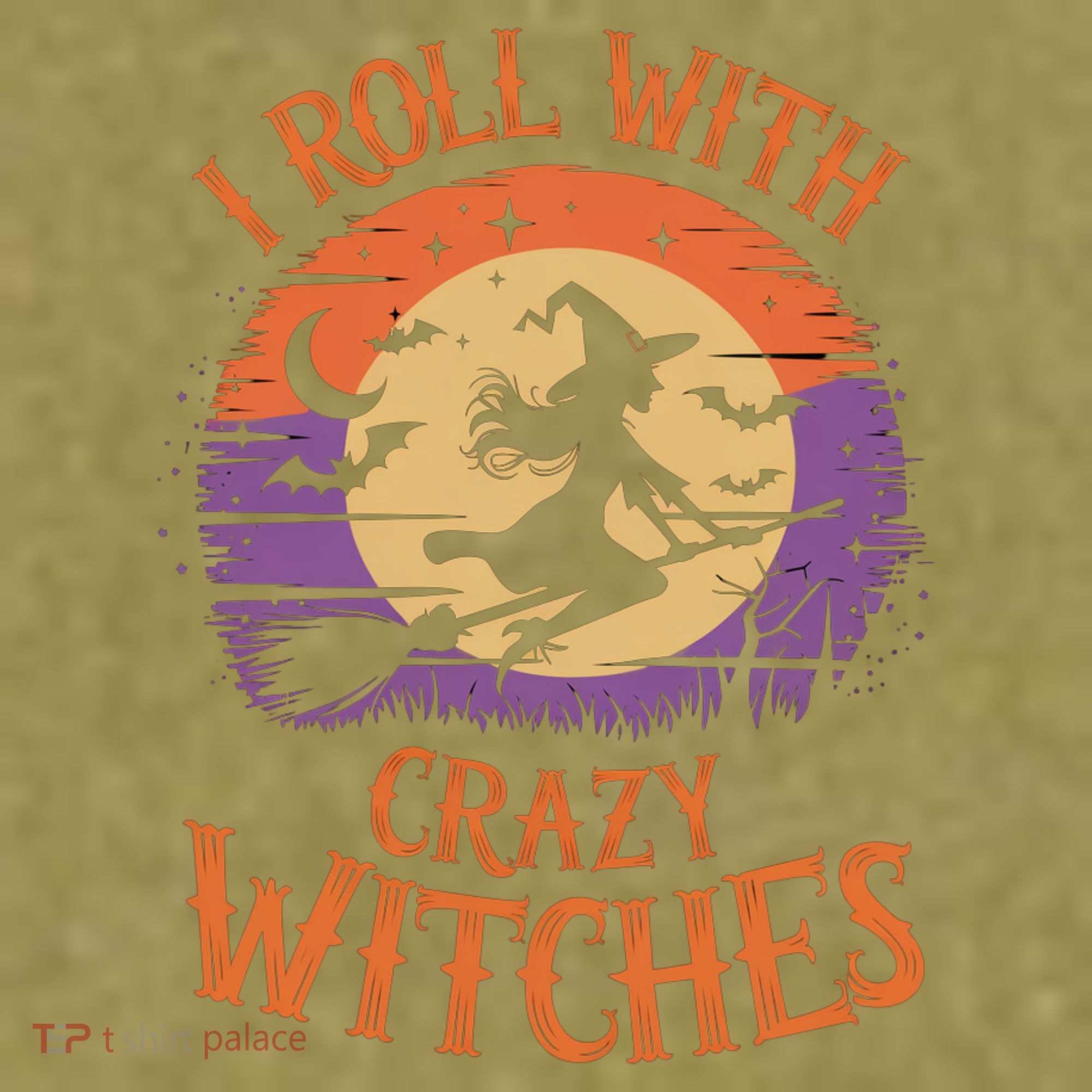 I Roll With Crazy Witches Scary Halloween Witch Costume Crazy Witch Witchy Vibes Garment-Dyed Women's Muscle Tee