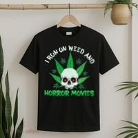 I Run Weed Horror Movies Skull Halloween Stoner T-Shirt thumb 2