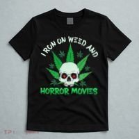 I Run Weed Horror Movies Skull Halloween Stoner T-Shirt thumb 5