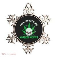 I Run Weed Horror Movies Skull Halloween Stoner Ornament thumb 0