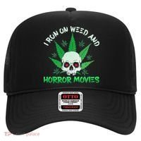 I Run Weed Horror Movies Skull Halloween Stoner Hat thumb 0