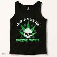I Run Weed Horror Movies Skull Halloween Stoner Tank Top thumb 2