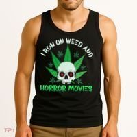 I Run Weed Horror Movies Skull Halloween Stoner Tank Top thumb 3