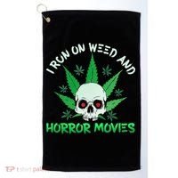 I Run Weed Horror Movies Skull Halloween Stoner Golf Towel thumb 0