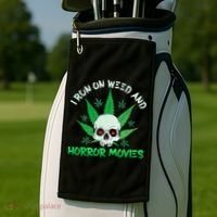 I Run Weed Horror Movies Skull Halloween Stoner Golf Towel thumb 2