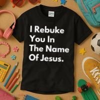 I Rebuke You In The Name Of Jesus Kids T-Shirt thumb 3