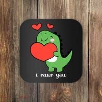 I Rawr You Cute Dinosaur Love Valentines Day Coaster thumb 0