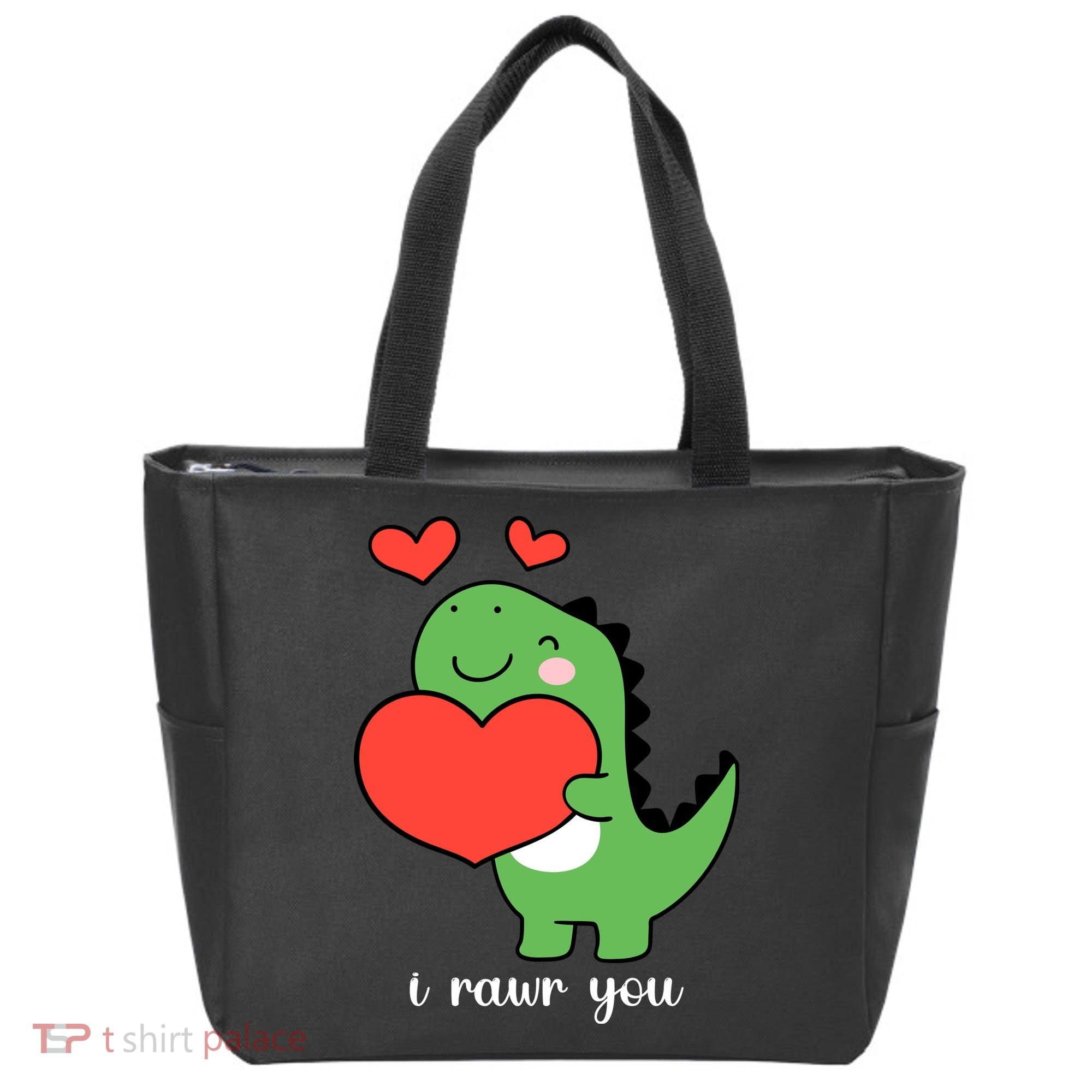 I Rawr You Cute Dinosaur Love Valentines Day Tote Bag