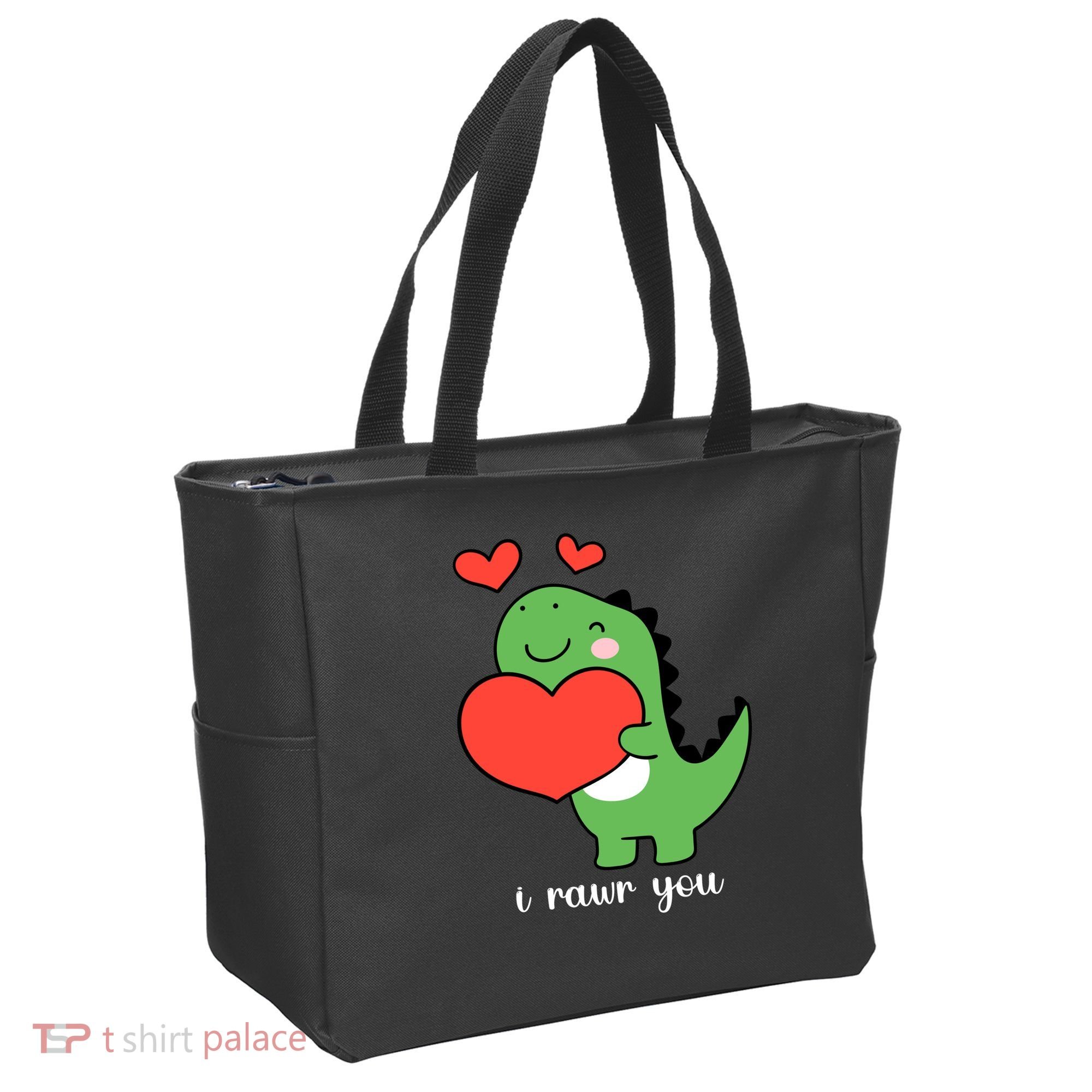 I Rawr You Cute Dinosaur Love Valentines Day Tote Bag