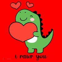 I Rawr You Cute Dinosaur Love Valentines Day Santa Hat thumb 1