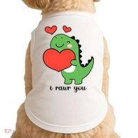I Rawr You Cute Dinosaur Love Valentines Day Doggie Tank thumb 0