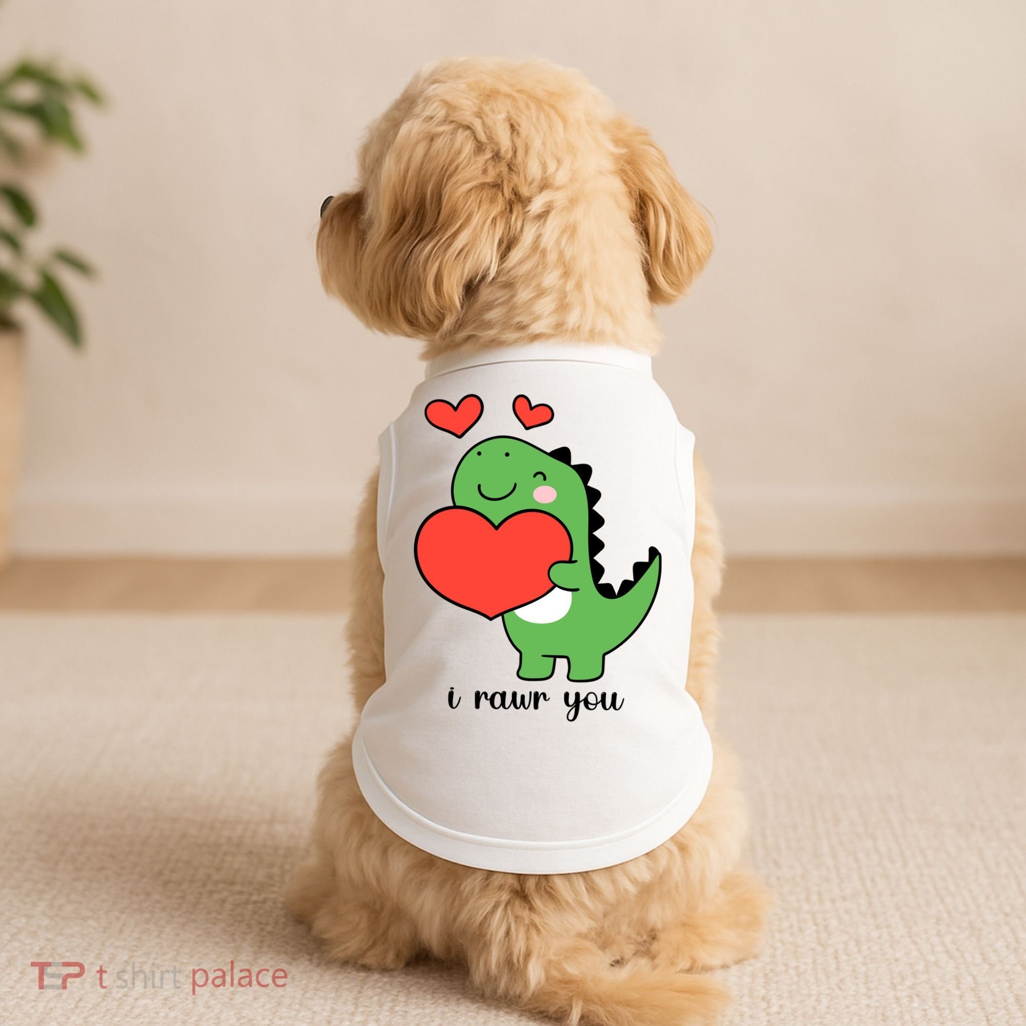 I Rawr You Cute Dinosaur Love Valentines Day Doggie Tank