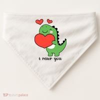I Rawr You Cute Dinosaur Love Valentines Day USA-Made Doggie Bandana thumb 0