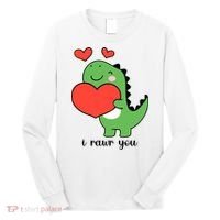 I Rawr You Cute Dinosaur Love Valentines Day Long Sleeve Shirt thumb 0