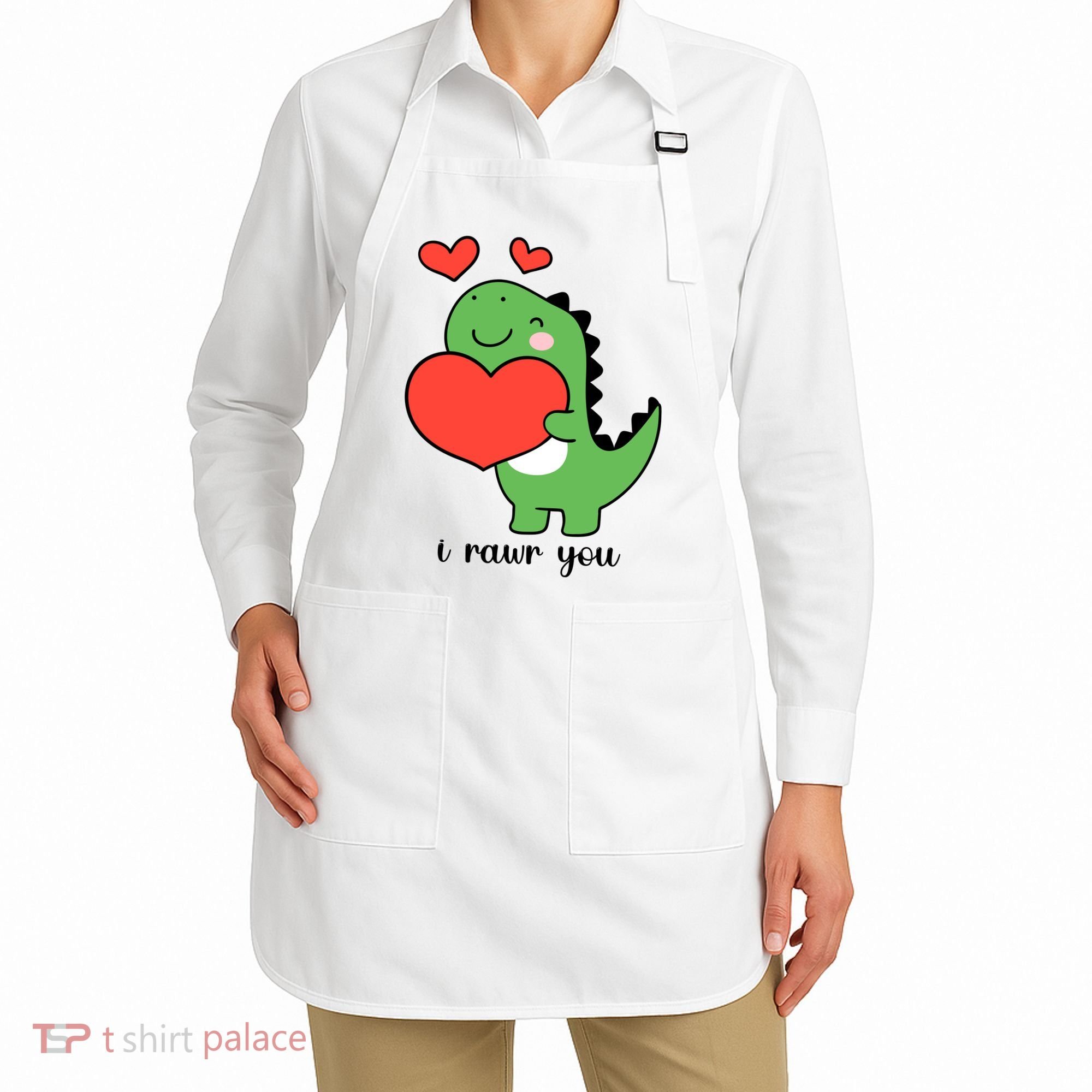 I Rawr You Cute Dinosaur Love Valentines Day Apron