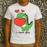 I Rawr You Cute Dinosaur Love Valentines Day T-Shirt thumb 3