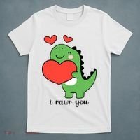 I Rawr You Cute Dinosaur Love Valentines Day T-Shirt thumb 5