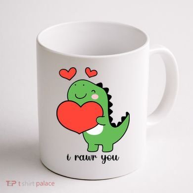 I Rawr You Cute Dinosaur Love Valentines Day Coffee Mug back