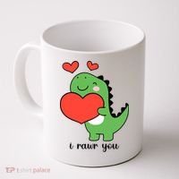 I Rawr You Cute Dinosaur Love Valentines Day Coffee Mug thumb 0