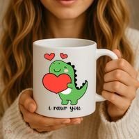 I Rawr You Cute Dinosaur Love Valentines Day Coffee Mug thumb 3