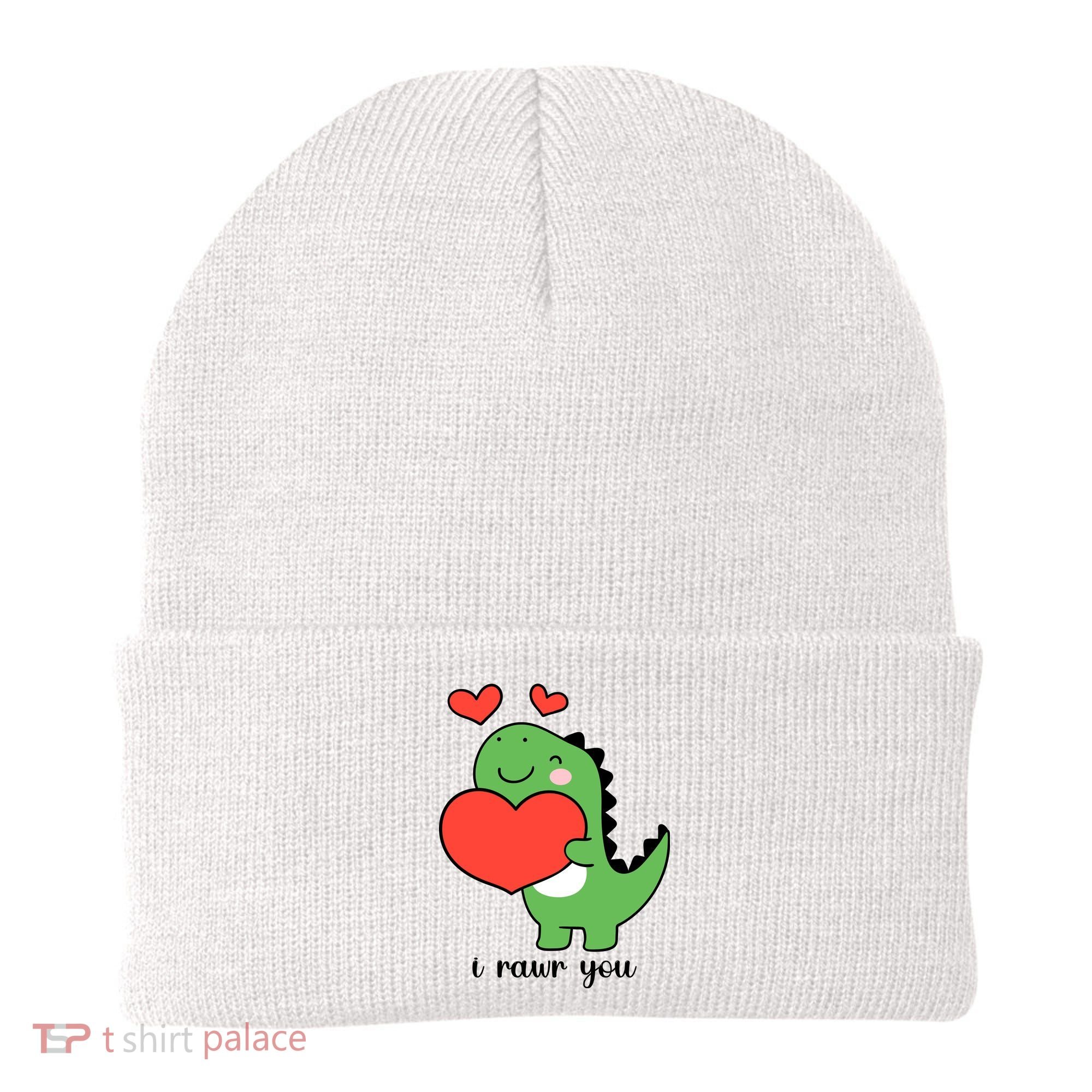 I Rawr You Cute Dinosaur Love Valentines Day Beanie
