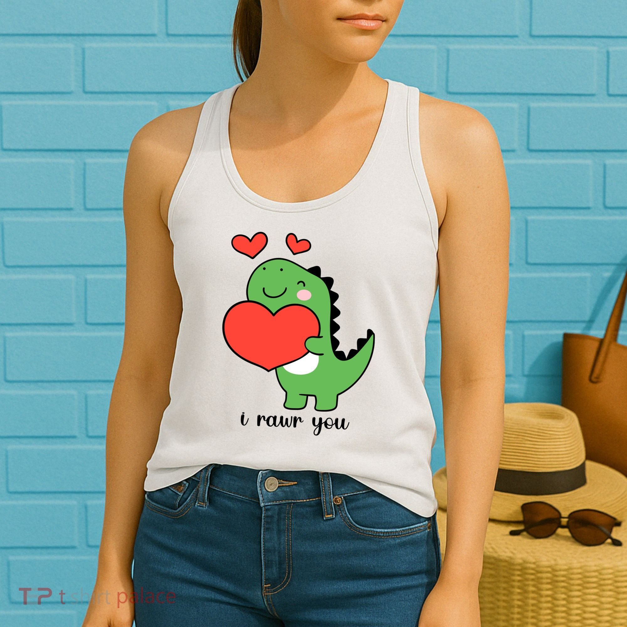 I Rawr You Cute Dinosaur Love Valentines Day Women's Tank Top