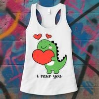 I Rawr You Cute Dinosaur Love Valentines Day Women's Tank Top thumb 3