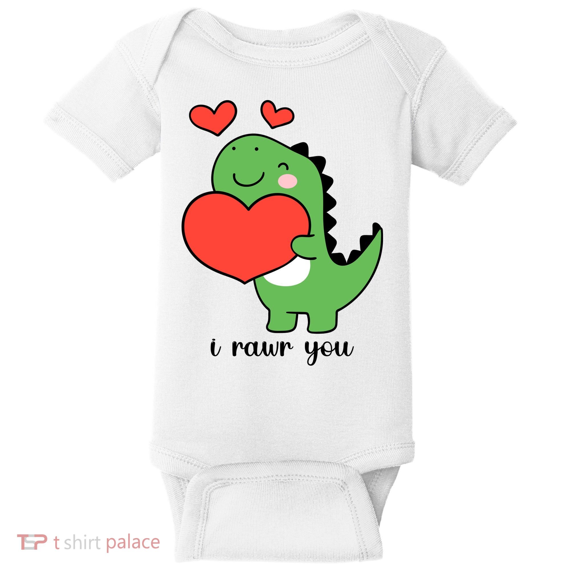 I Rawr You Cute Dinosaur Love Valentines Day Baby Bodysuit