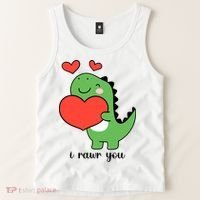 I Rawr You Cute Dinosaur Love Valentines Day Tank Top thumb 2