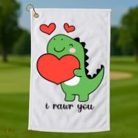 I Rawr You Cute Dinosaur Love Valentines Day Golf Towel thumb 1