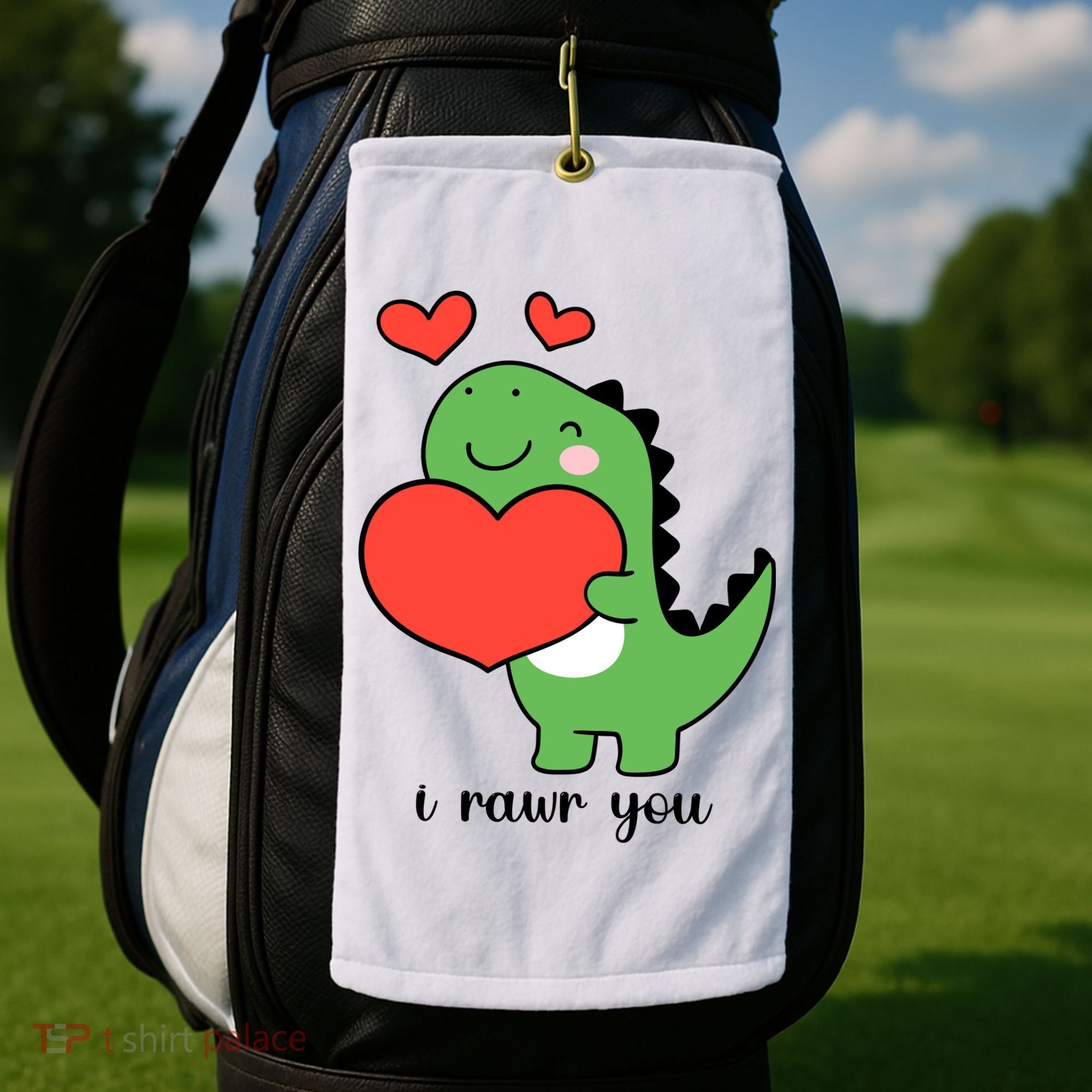 I Rawr You Cute Dinosaur Love Valentines Day Golf Towel