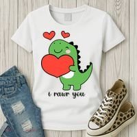 I Rawr You Cute Dinosaur Love Valentines Day Women's T-Shirt thumb 3