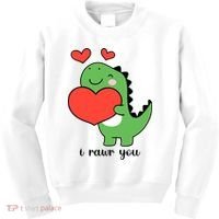 I Rawr You Cute Dinosaur Love Valentines Day Kids Sweatshirt thumb 0