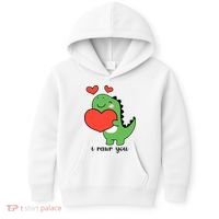 I Rawr You Cute Dinosaur Love Valentines Day Kids Hoodie thumb 0