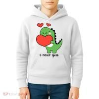 I Rawr You Cute Dinosaur Love Valentines Day Kids Hoodie thumb 4