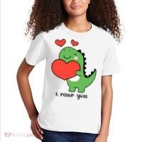 I Rawr You Cute Dinosaur Love Valentines Day Kids T-Shirt thumb 2