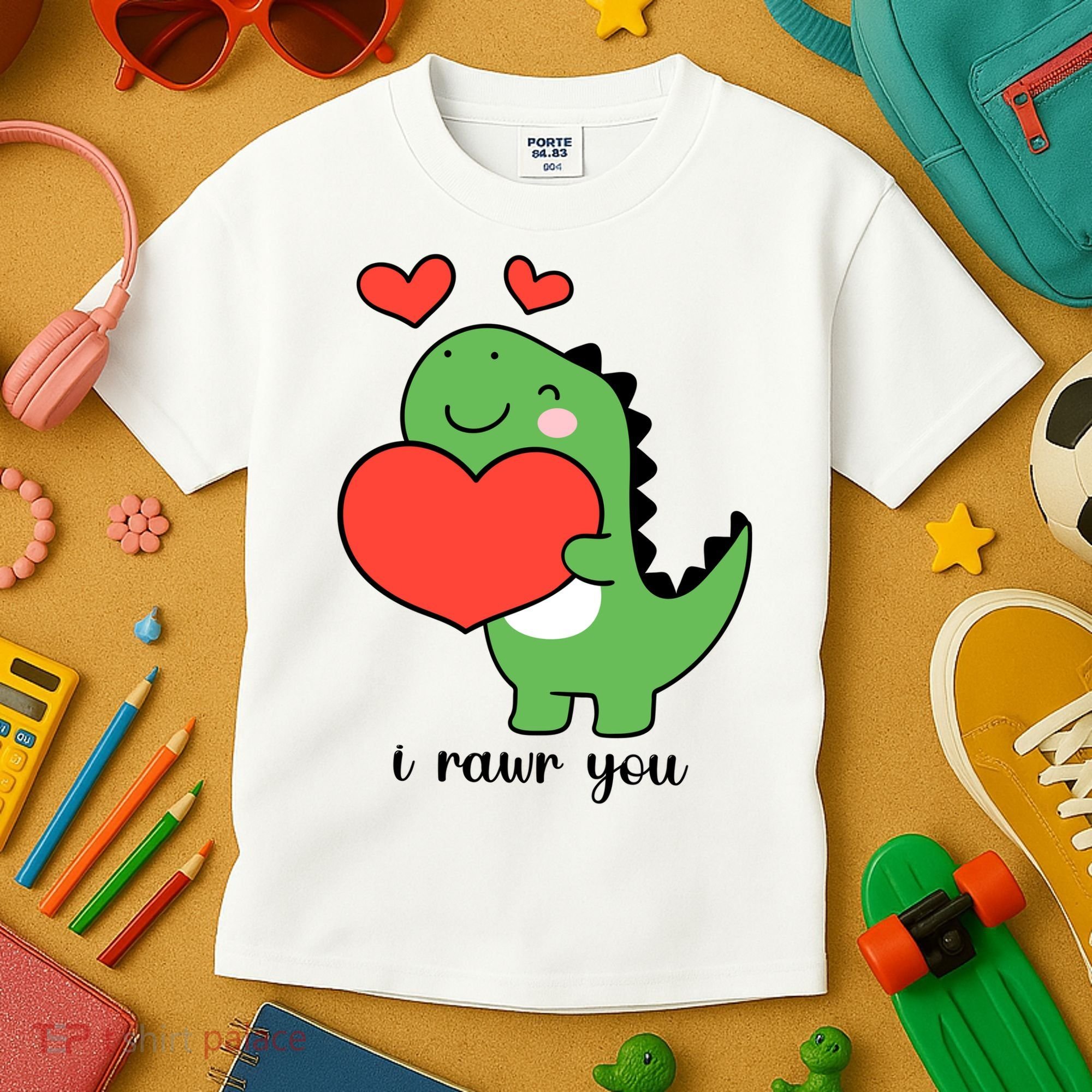 I Rawr You Cute Dinosaur Love Valentines Day Kids T-Shirt