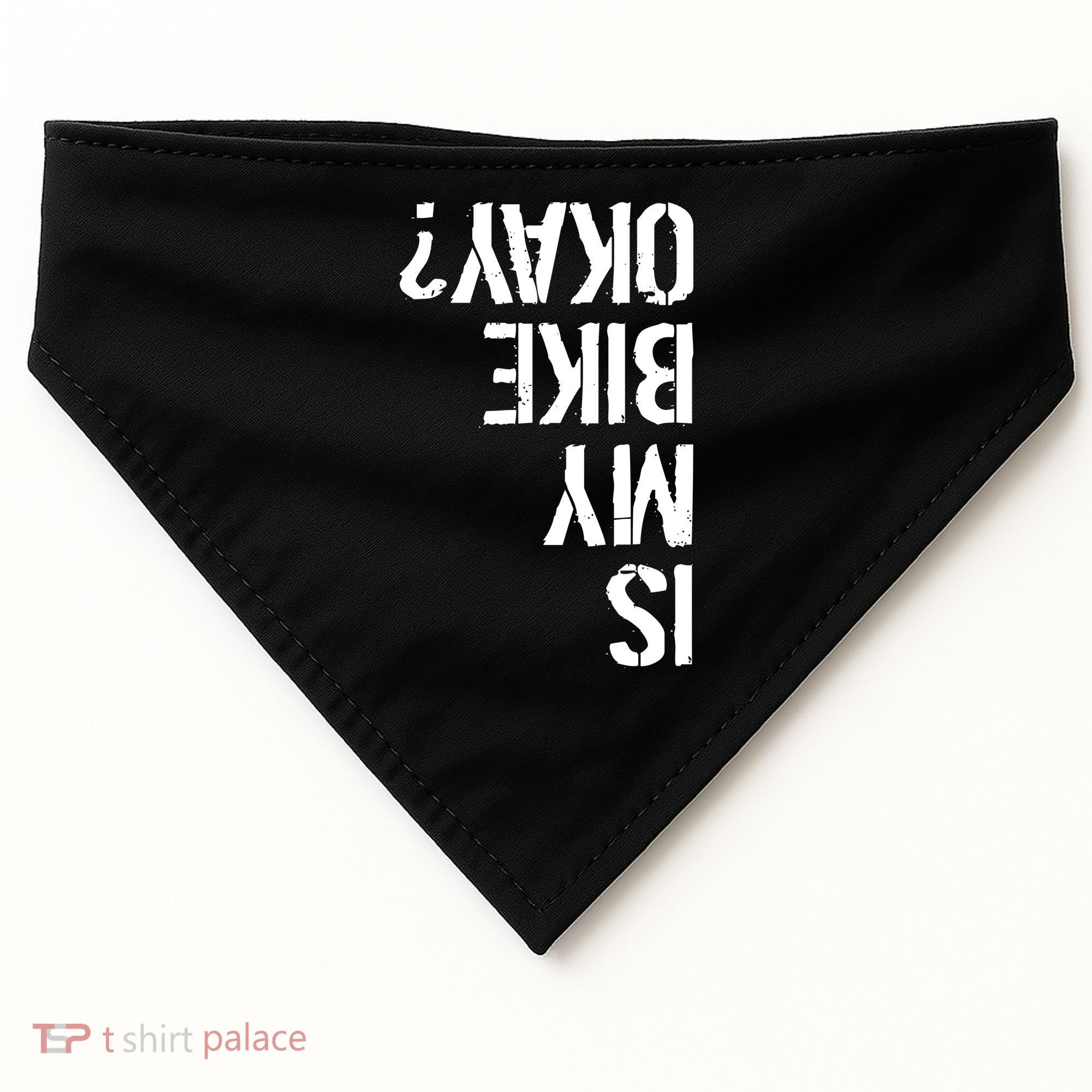 Is My Bike Okay? Upside Down Motorcycle Logo USA-Made Doggie Bandana
