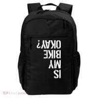 Is My Bike Okay? Upside Down Motorcycle Logo Backpack thumb 0