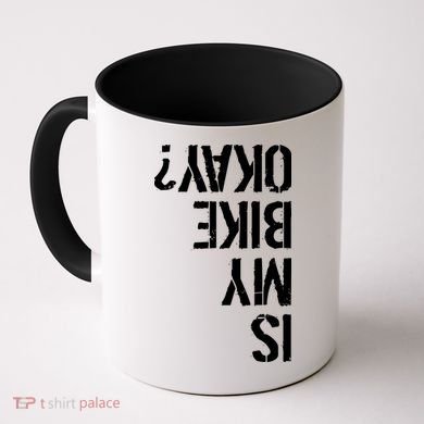 Is My Bike Okay? Upside Down Motorcycle Logo Coffee Mug