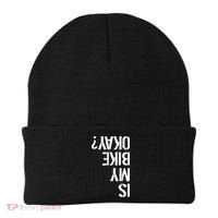 Is My Bike Okay? Upside Down Motorcycle Logo Beanie thumb 0
