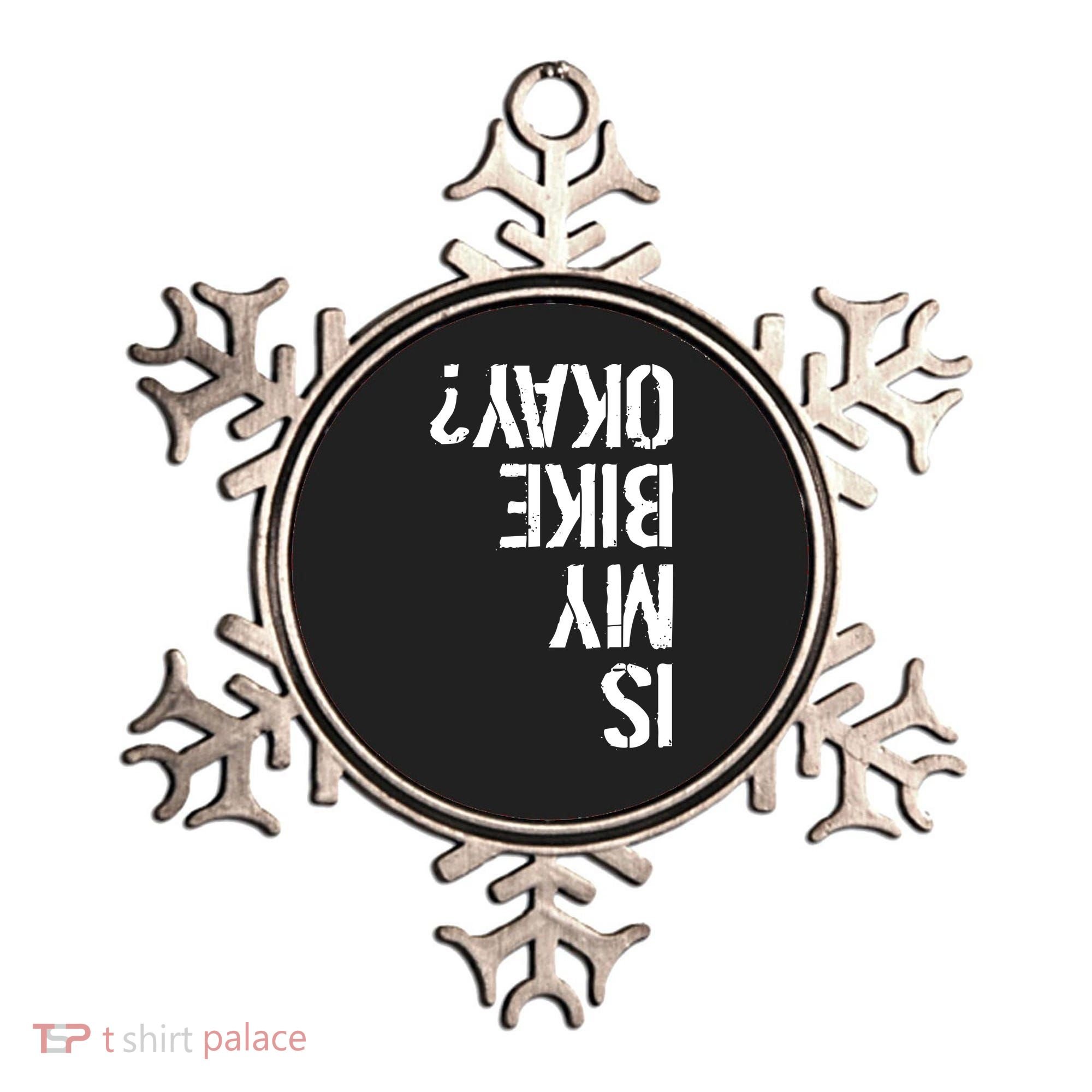 Is My Bike Okay? Upside Down Motorcycle Logo Ornament