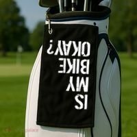 Is My Bike Okay? Upside Down Motorcycle Logo Golf Towel thumb 2