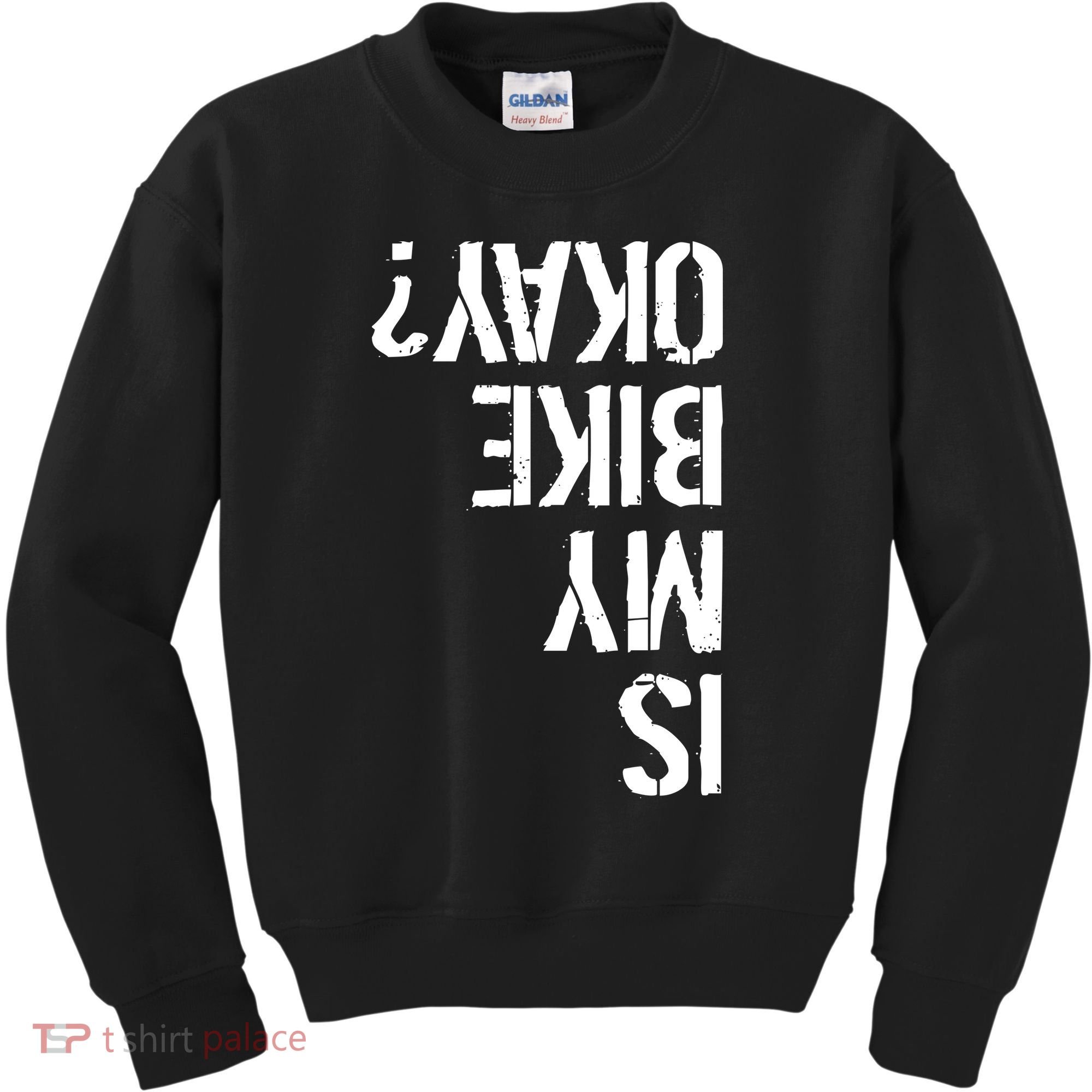 Is My Bike Okay? Upside Down Motorcycle Logo Kids Sweatshirt