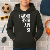 Is My Bike Okay? Upside Down Motorcycle Logo Kids Hoodie thumb 2