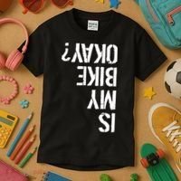 Is My Bike Okay? Upside Down Motorcycle Logo Kids T-Shirt thumb 3