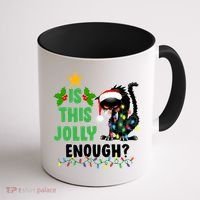 Is This Jolly Enough Funny Christmas Cat Coffee Mug thumb 1