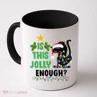 Is This Jolly Enough Funny Christmas Cat Coffee Mug thumb 0